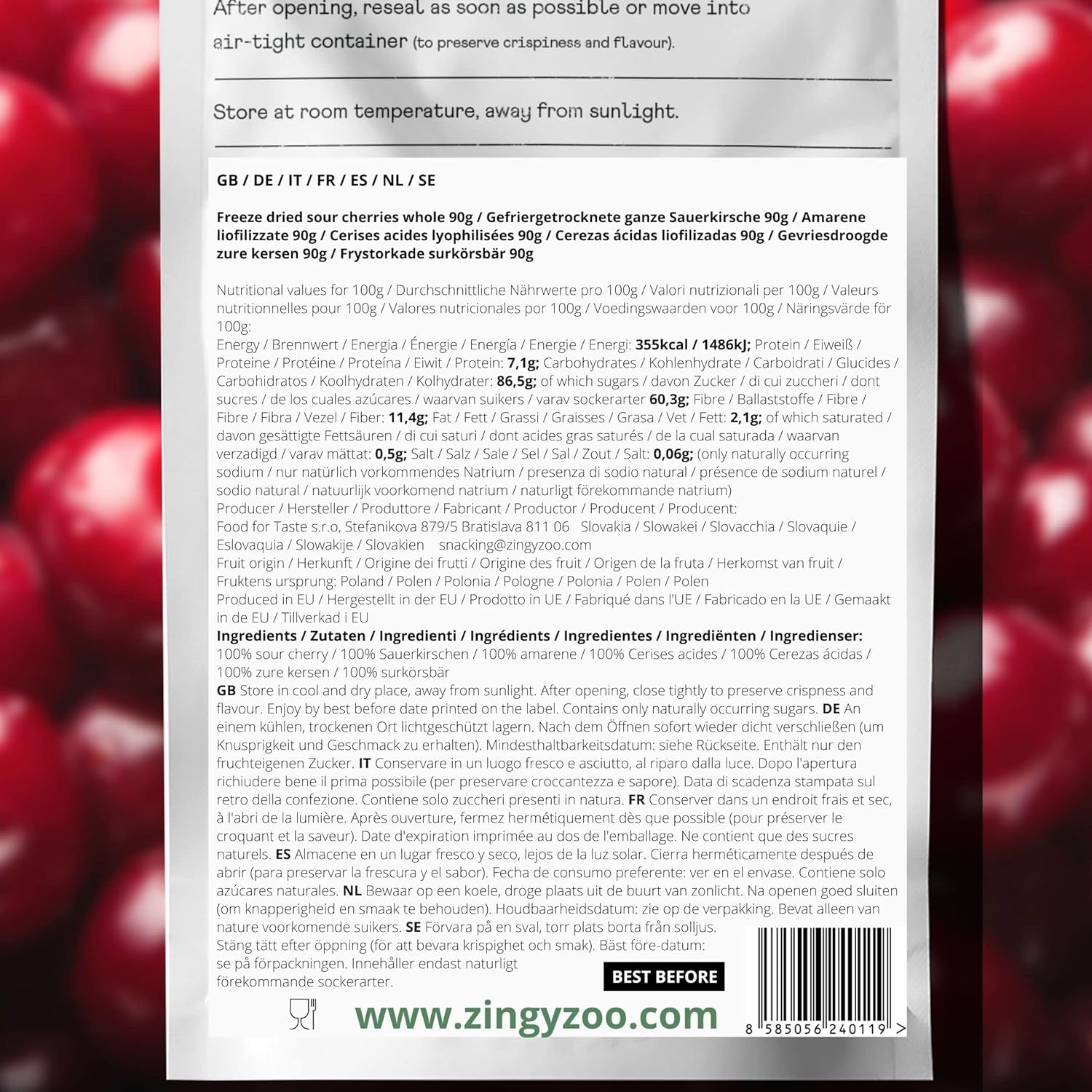 Gefriergetrocknete Kirschen | Getrocknete Sauerkirschen | Gefriergetrocknete Früchte | Gefriergetrocknete Trockenfrüchte | Gefriergetrocknete Früchte Getrocknete Kirschen | Pelz-Smoothie Gefriergetrocknete Früchte (90 g) Dehydrierte Produkte Naty Shop