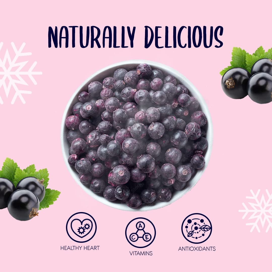 Gefriergetrocknete schwarze Johannisbeeren 250g - Gefriergetrocknete Früchte - Gefriergetrocknete Trockenfrüchte - Getrocknete schwarze Johannisbeeren zum Backen, Müsli, Dekorieren von Kuchen, Desserts Dehydrierte Produkte Naty Shop