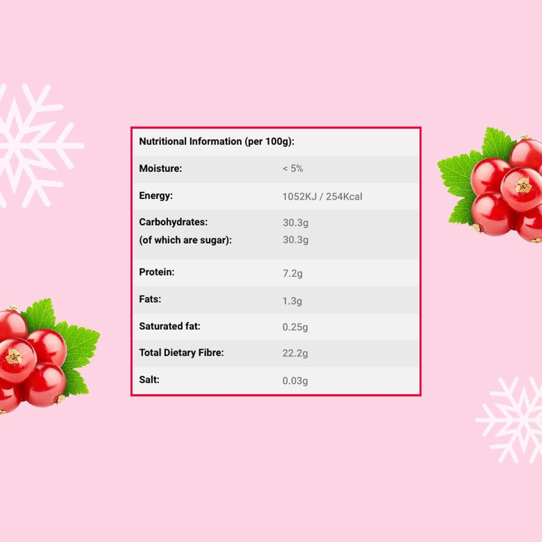 Gefriergetrocknete ganze Johannisbeeren 100g - Gefriergetrocknete Früchte - Gefriergetrocknete Trockenfrüchte - Rote Johannisbeeren zum Backen, Dekorieren von Kuchen, Snacks, Müsli, Desserts Dehydrierte Produkte Naty Shop