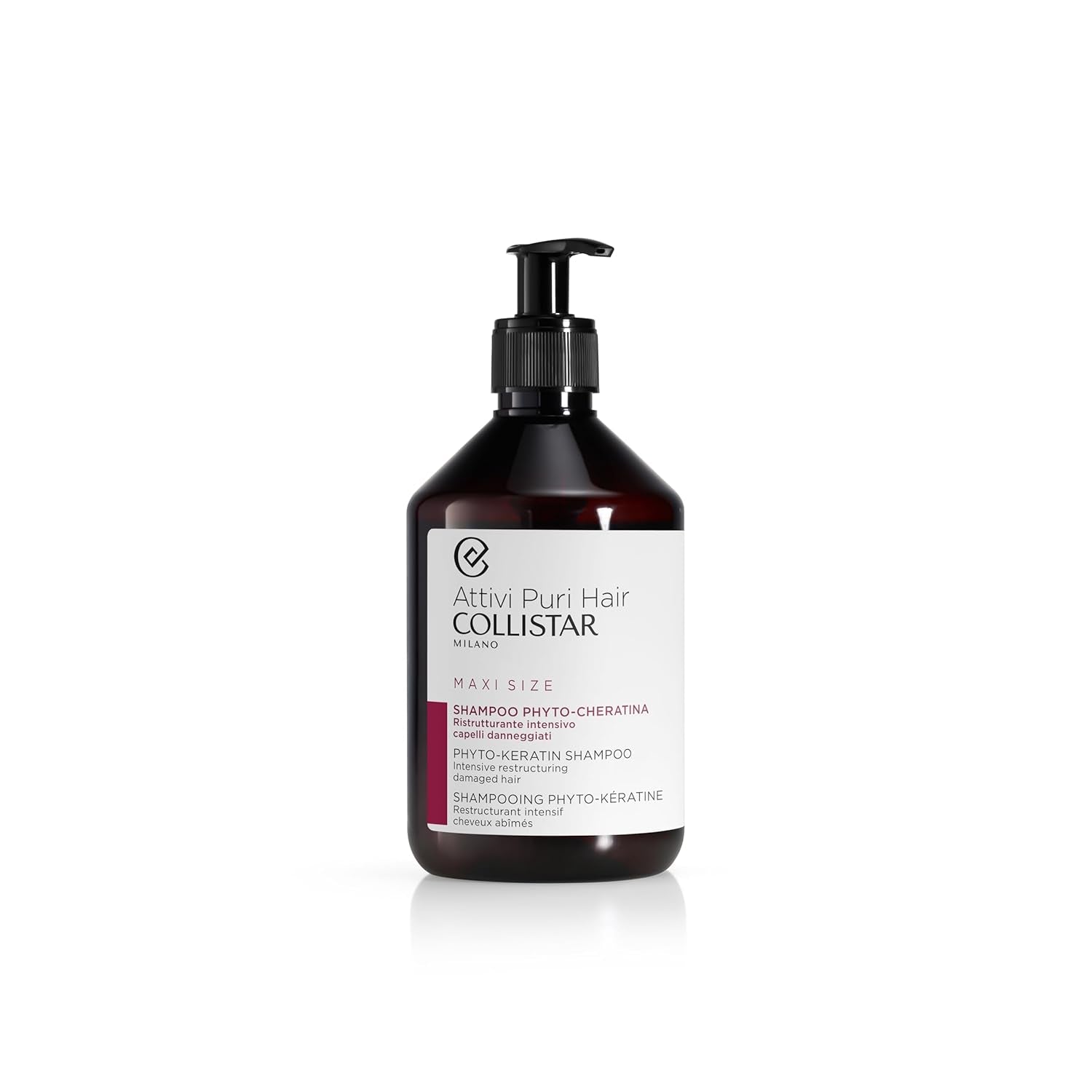 Collistar Activi Puri Hair Phyto Keratin Shampoo, intensiv, nährend, für strapaziertes und brüchiges Haar, Maxi-Format, 500 ml Kinder – Bad und Hautpflege Naty Shop Standardtitel