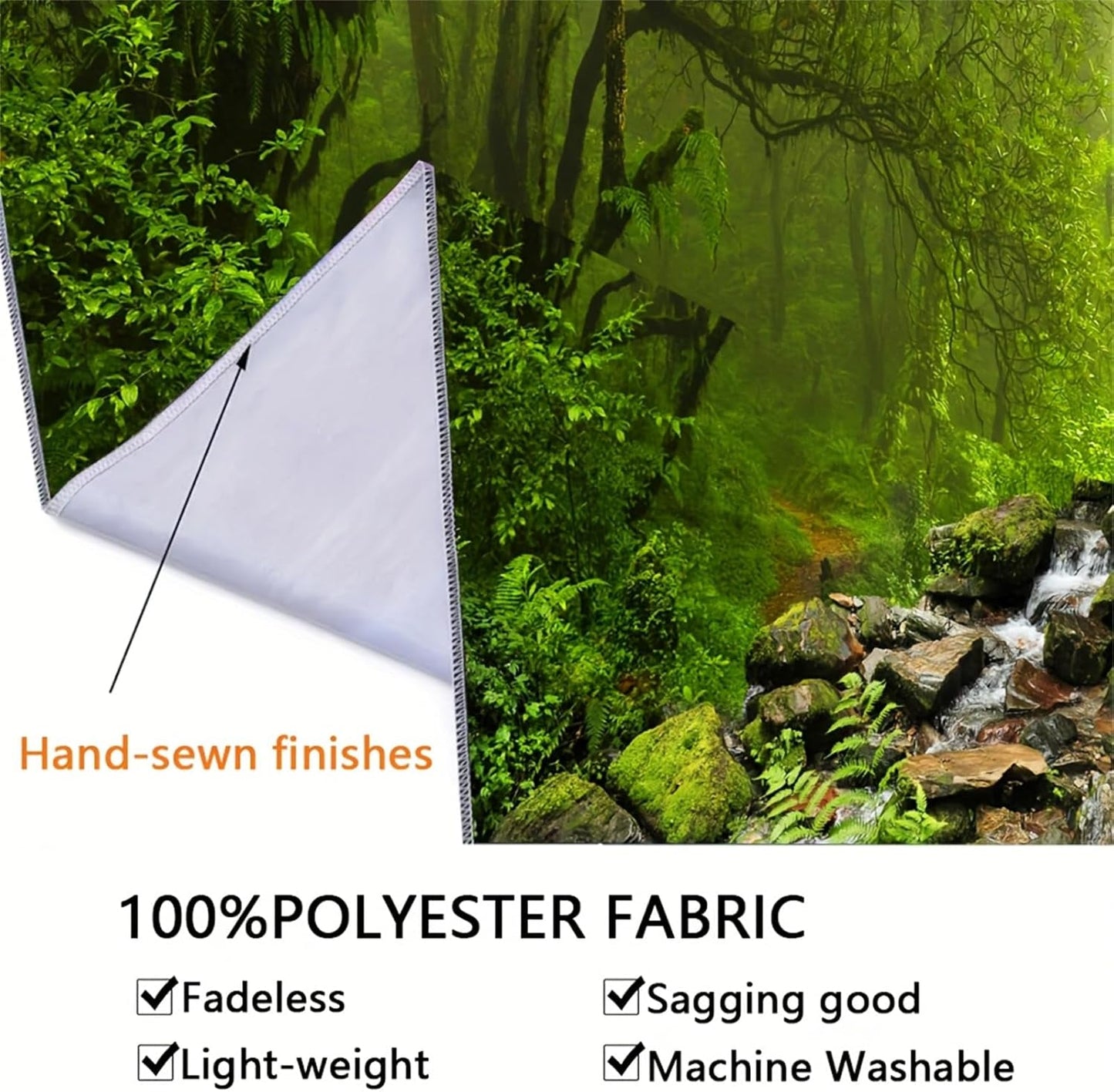 Teppich Wandteppich Wald Leinwand Baum Wasserfall Nebel Zuhause – Accessoires und Dekorationen Naty Shop