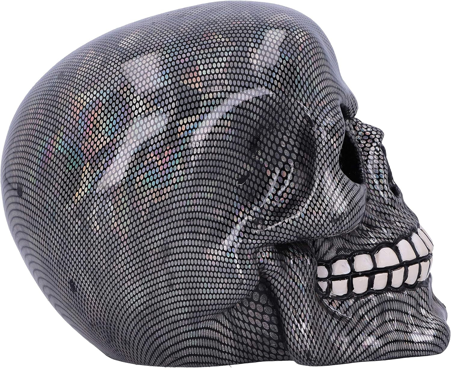 Holografischer silberner Netzschädel Silbernes holografisches Netzschädel-Ornament Silber 16,5 cm Statuetten und Skulpturen Naty Shop