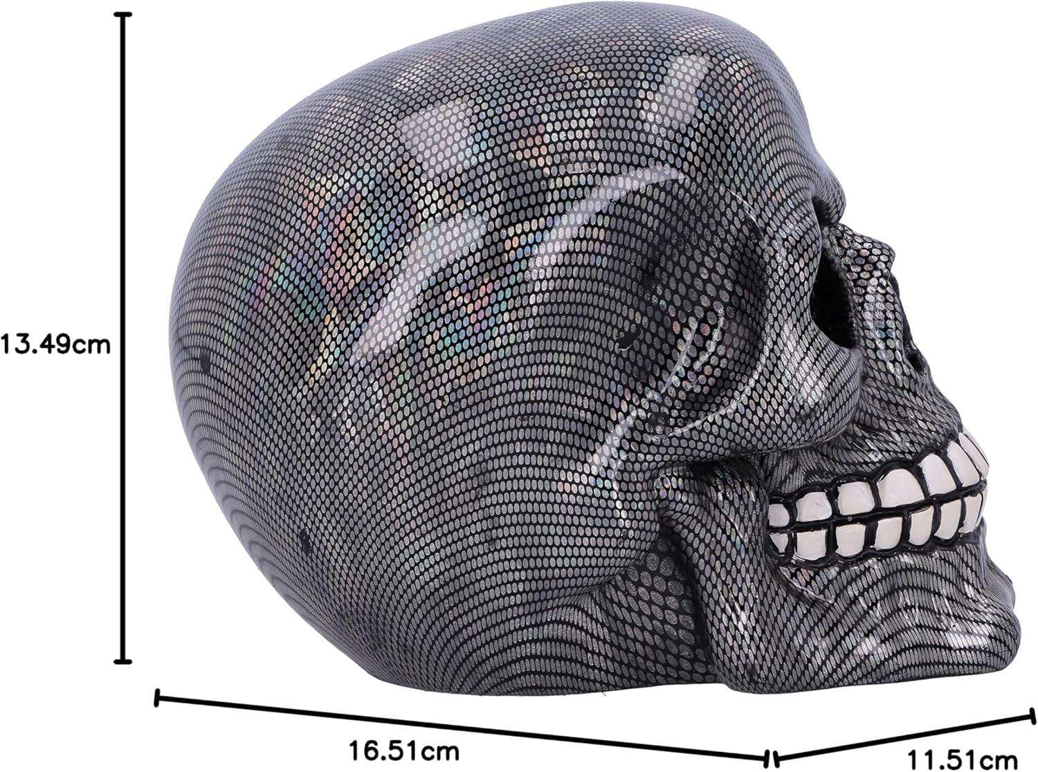 Holografischer silberner Netzschädel Silbernes holografisches Netzschädel-Ornament Silber 16,5 cm Statuetten und Skulpturen Naty Shop