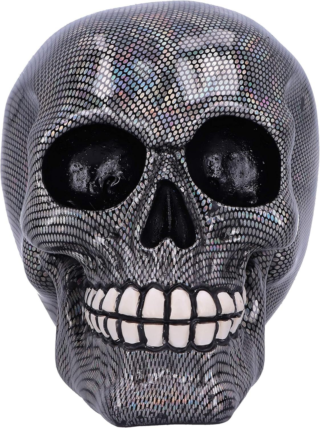 Holografischer silberner Netzschädel Silbernes holografisches Netzschädel-Ornament Silber 16,5 cm Statuetten und Skulpturen Naty Shop