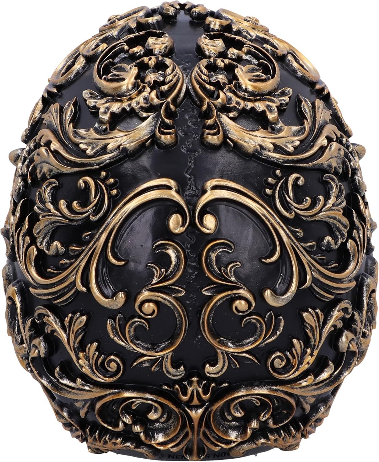 Renaissance-Schädel, 19 cm, Kunstharz, Schwarz und Gold, goldenes Barockmuster, schwarzes Totenkopf-Ornament, gotische Dekoration, gegossen aus feinstem Kunstharz, handbemalt von Experten. Statuetten und Skulpturen Naty Shop