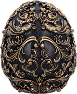 Renaissance-Schädel, 19 cm, Kunstharz, Schwarz und Gold, goldenes Barockmuster, schwarzes Totenkopf-Ornament, gotische Dekoration, gegossen aus feinstem Kunstharz, handbemalt von Experten. Statuetten und Skulpturen Naty Shop