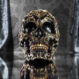 Renaissance-Schädel, 19 cm, Kunstharz, Schwarz und Gold, goldenes Barockmuster, schwarzes Totenkopf-Ornament, gotische Dekoration, gegossen aus feinstem Kunstharz, handbemalt von Experten. Statuetten und Skulpturen Naty Shop