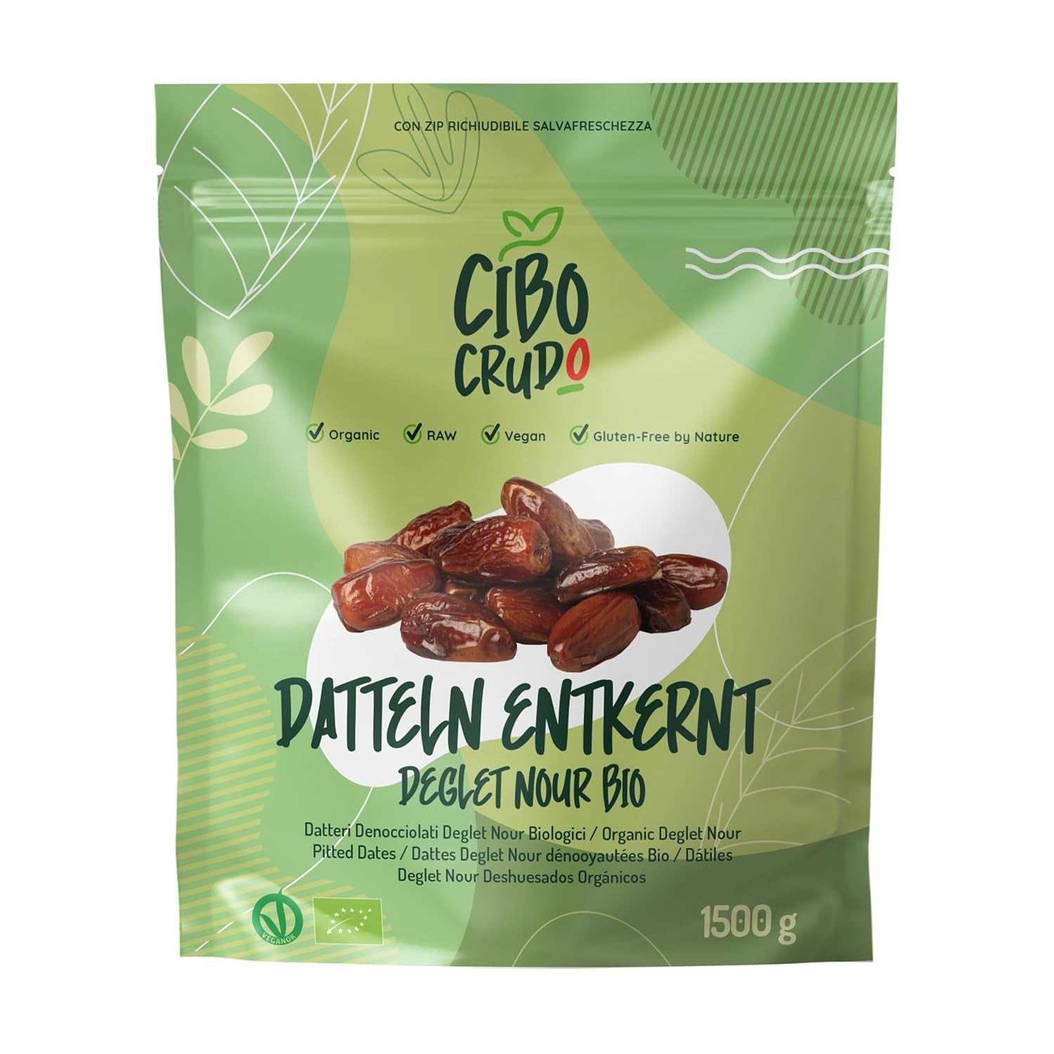 Deglet Nour Bio kernlose Datteln – 500 g. Natürliche getrocknete Bio-Datteln von Deglet Nour. Getrocknete Datteln. Naty Shop dehydrierte Produkte 1,5 kg Data Deglet