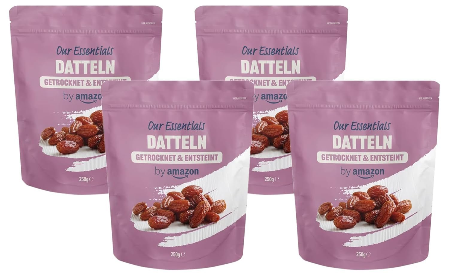 Getrocknete und entsteinte Datteln, 250 g Naty Shop dehydrierte Produkte 250 g (4er-Pack)