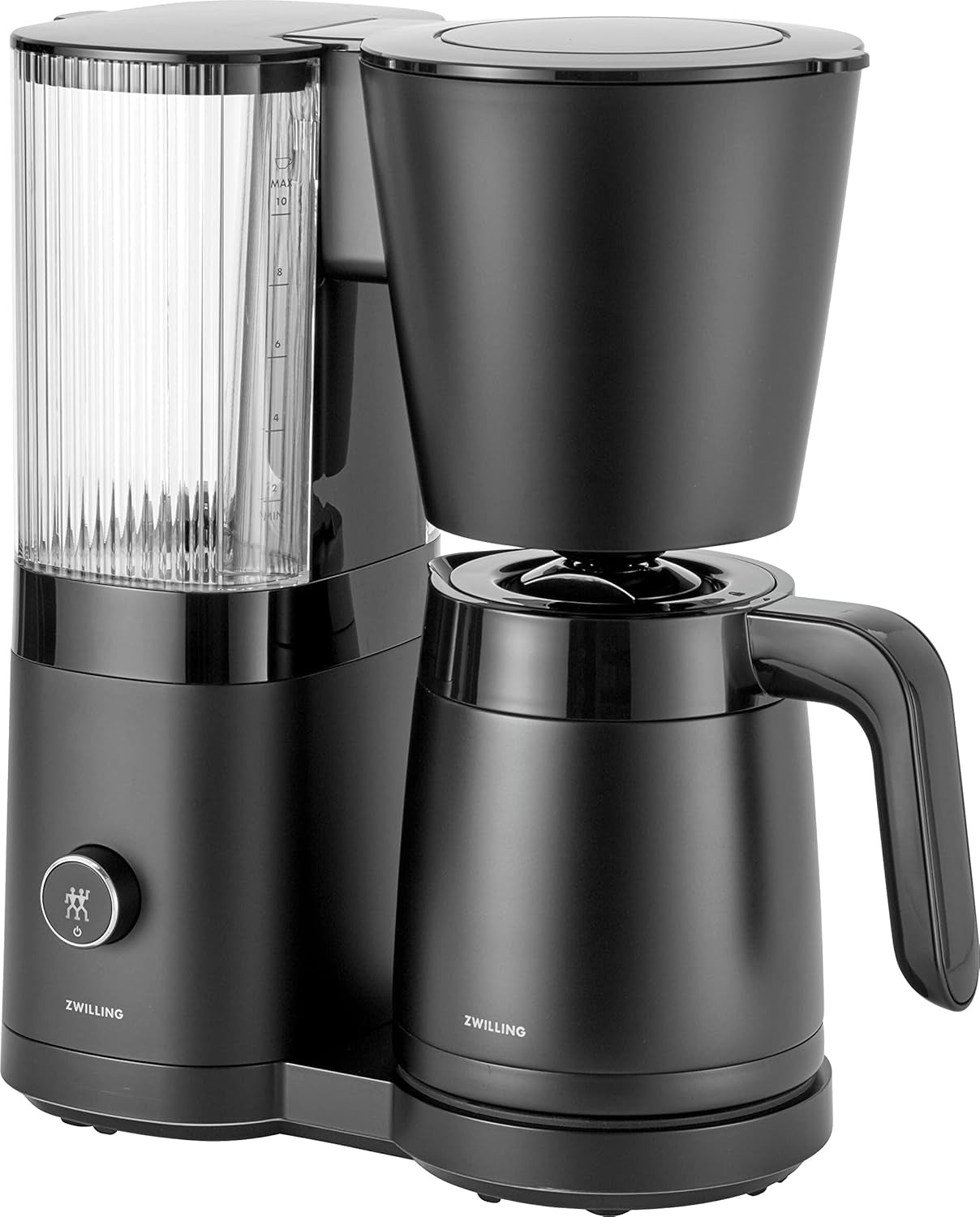 ZWILLING ENFINIGY Filter-Espressomaschine mit 1,5 l Glaskaraffe, Espressomaschine mit Edelstahlboiler, Blooming-Funktion und Smart-Entkalkung, Kunststoff, Silber