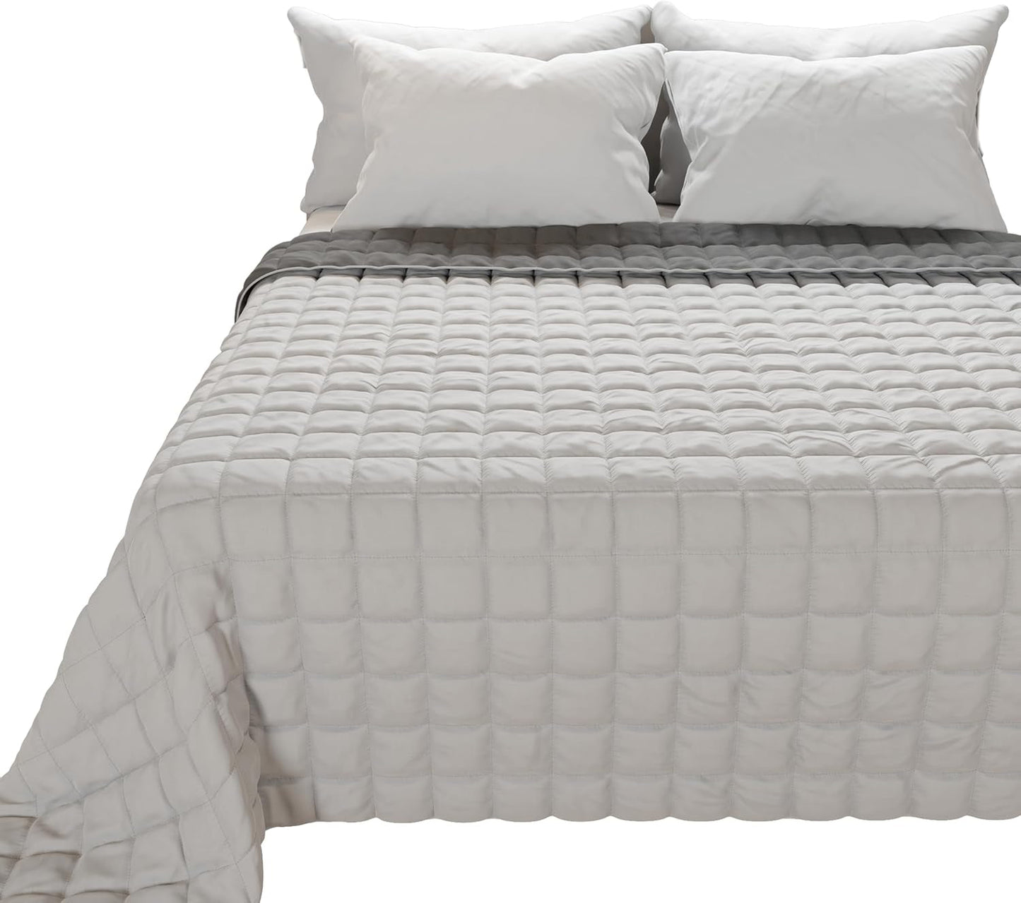 PETTI Artigiani Italiani – Einzelbettbezug, doppelseitige Bettdecke, Federkerndecke, Mitternachtsblau, Weiß, 100 % Made in Italy. Steppdecken und Steppdecken Naty Shop Grau Bettgröße 180 (260 x 270 cm)