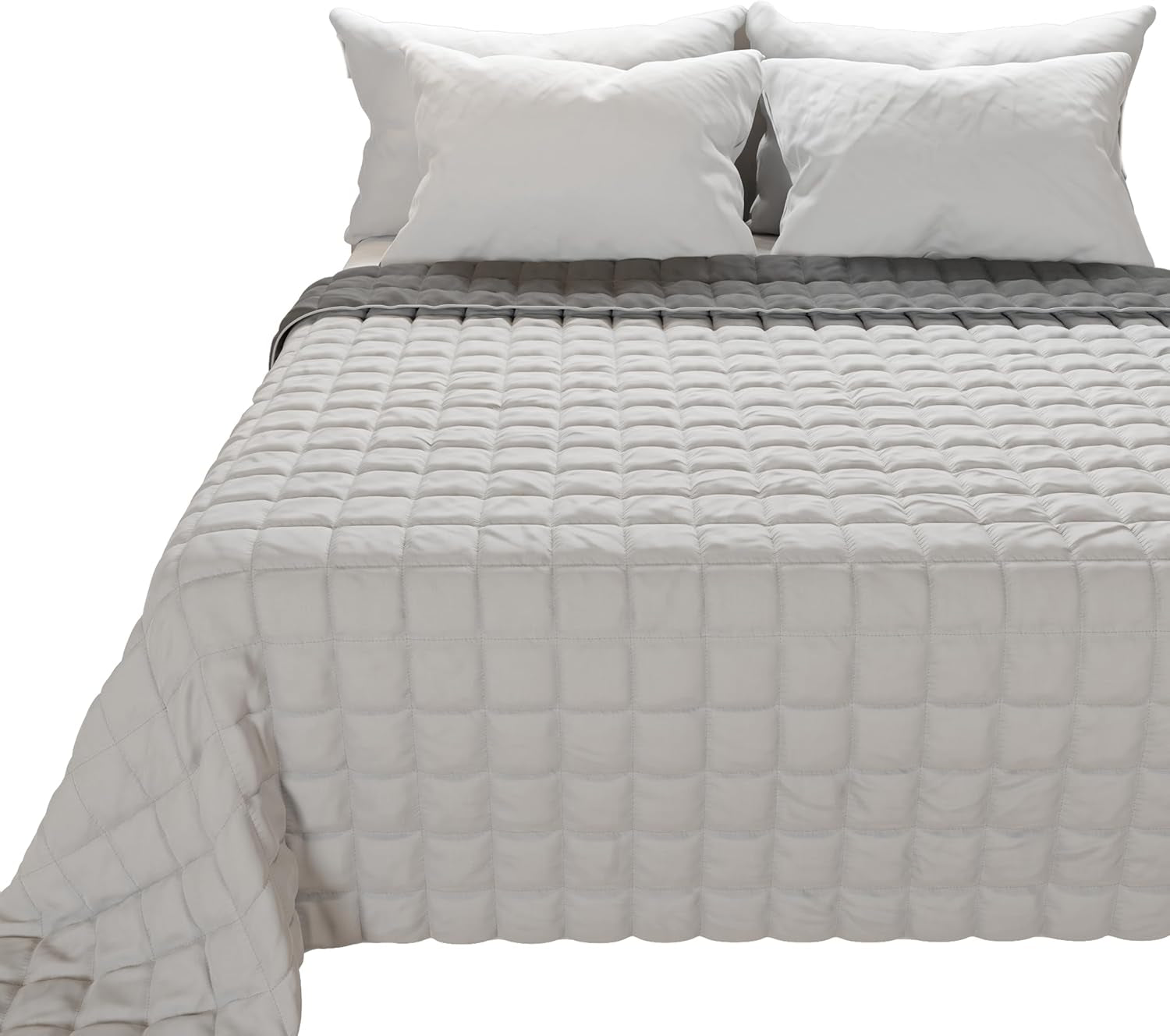 PETTI Artigiani Italiani – Einzelbettbezug, doppelseitige Bettdecke, Federkerndecke, Mitternachtsblau, Weiß, 100 % Made in Italy. Steppdecken und Steppdecken Naty Shop Grau Bettgröße 180 (260 x 270 cm)
