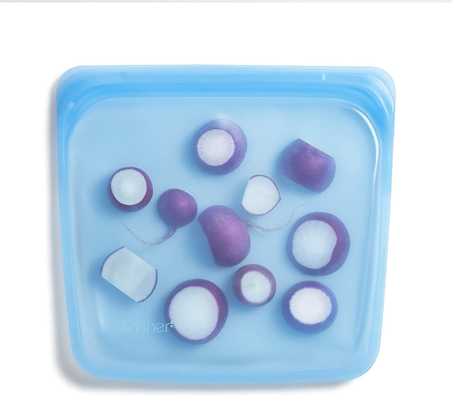 Stasher Bag, wiederverwendbar, Premium-Silikon-Lebensmittelbeutel, Sandwich-Beutel, transparent, langlebig, ofenspülmaschinenfest, gefriergeeignet, umweltfreundlich, auslaufsicher, 828 ml, Aufbewahrungsboxen für Lebensmittel, Naty Shop Topaz