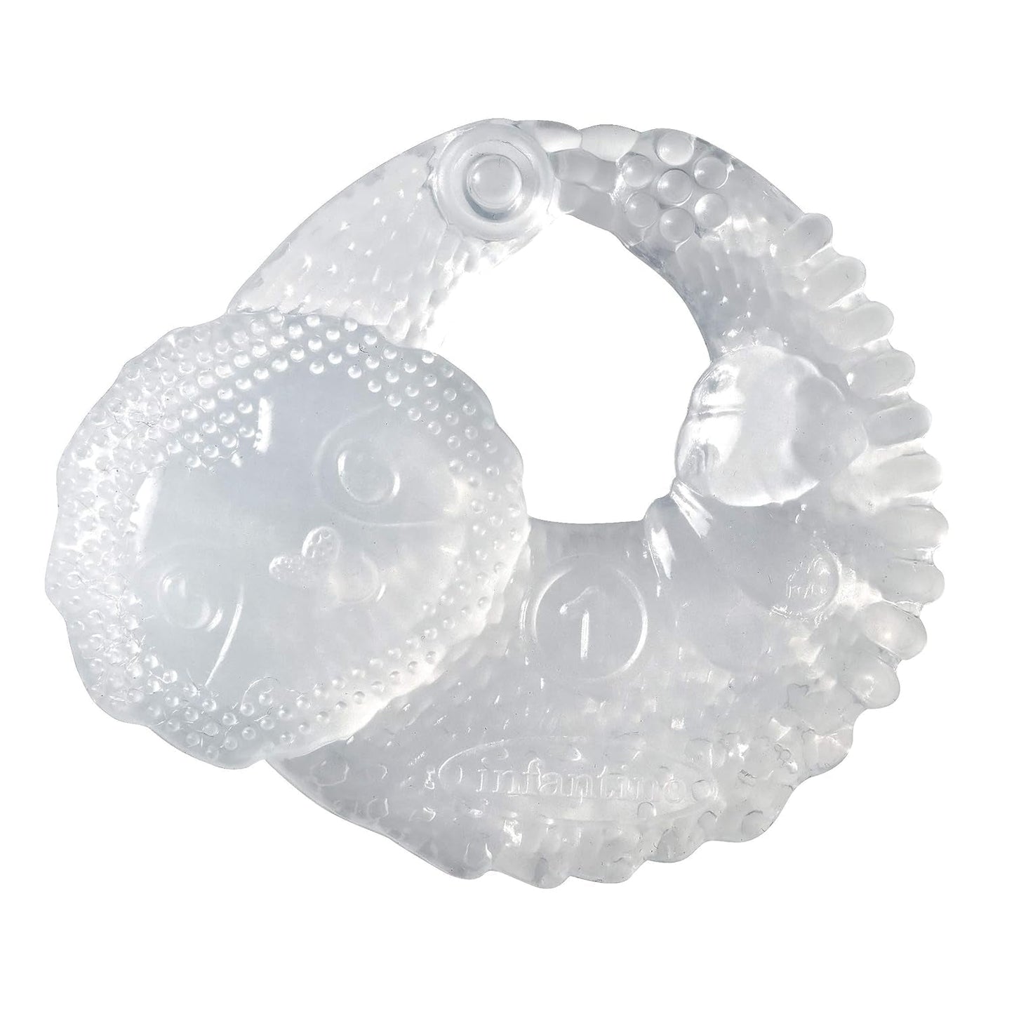 Infantino 316564-01 Infantino Transparente Beißringe – weicher Beißring, aus ungiftigem Material, für sensorische Entwicklung und Unterstützung beim Zahnen, mehrfarbig