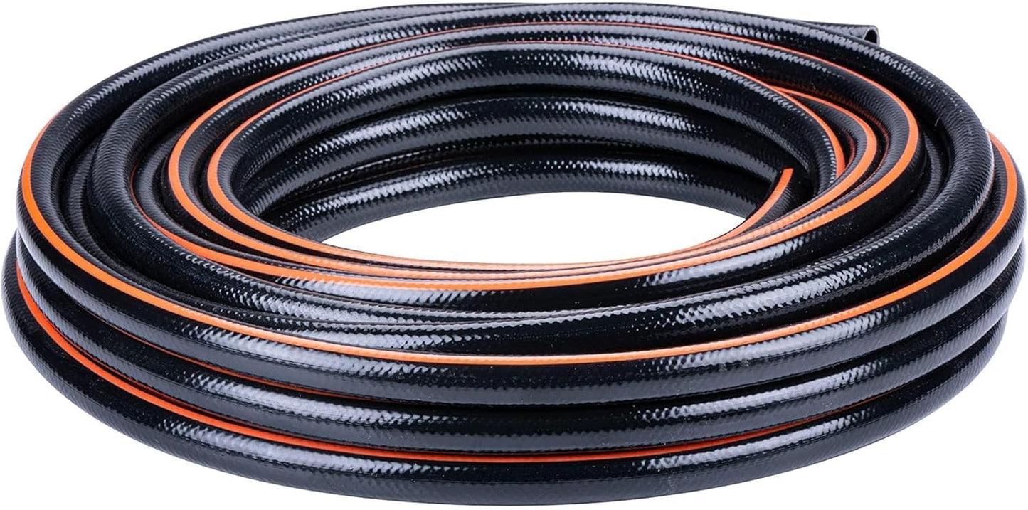 BLACK+DECKER Gartenschlauch 15 Meter – Ø13MM – Strapazierfähiges PVC – Den Garten bewässern, das Auto waschen, den Pool füllen – Kompatibel mit jedem Standard-Wasserhahn – Schwarz/Orange