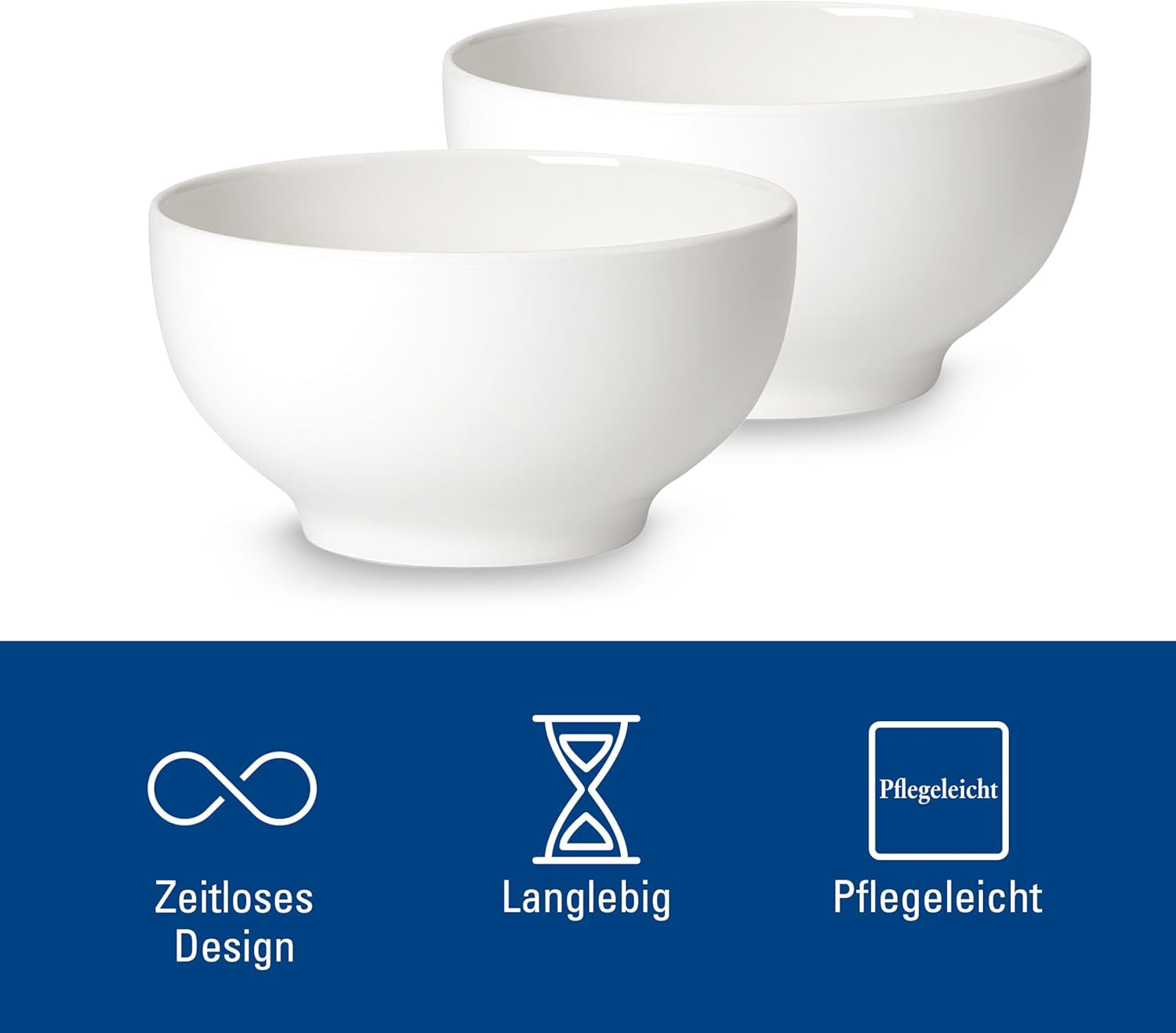 Villeroy & Boch For Me Müslischale 2er-Set, weiß, spülmaschinenfest, mikrowellengeeignet, kleine Schalen für 2, Schüsseln, Müslischalen, Snacks oder Saucen, Teller, Premium-Porzellan
