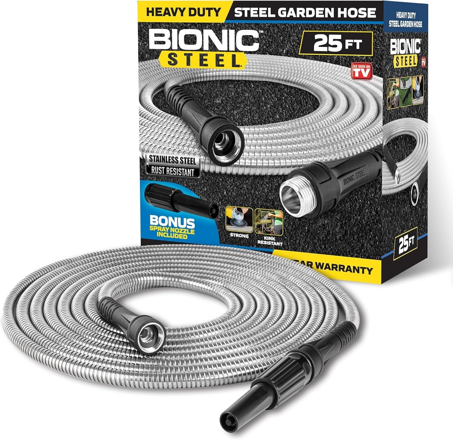 30 m Gartenschlauch, 304 Edelstahl-Wasserschlauch, 30 m flexibler Schlauch, umweltfreundlich, ultraleicht und langlebig, reißfest, einfach aufzuwickeln, 500 PSI