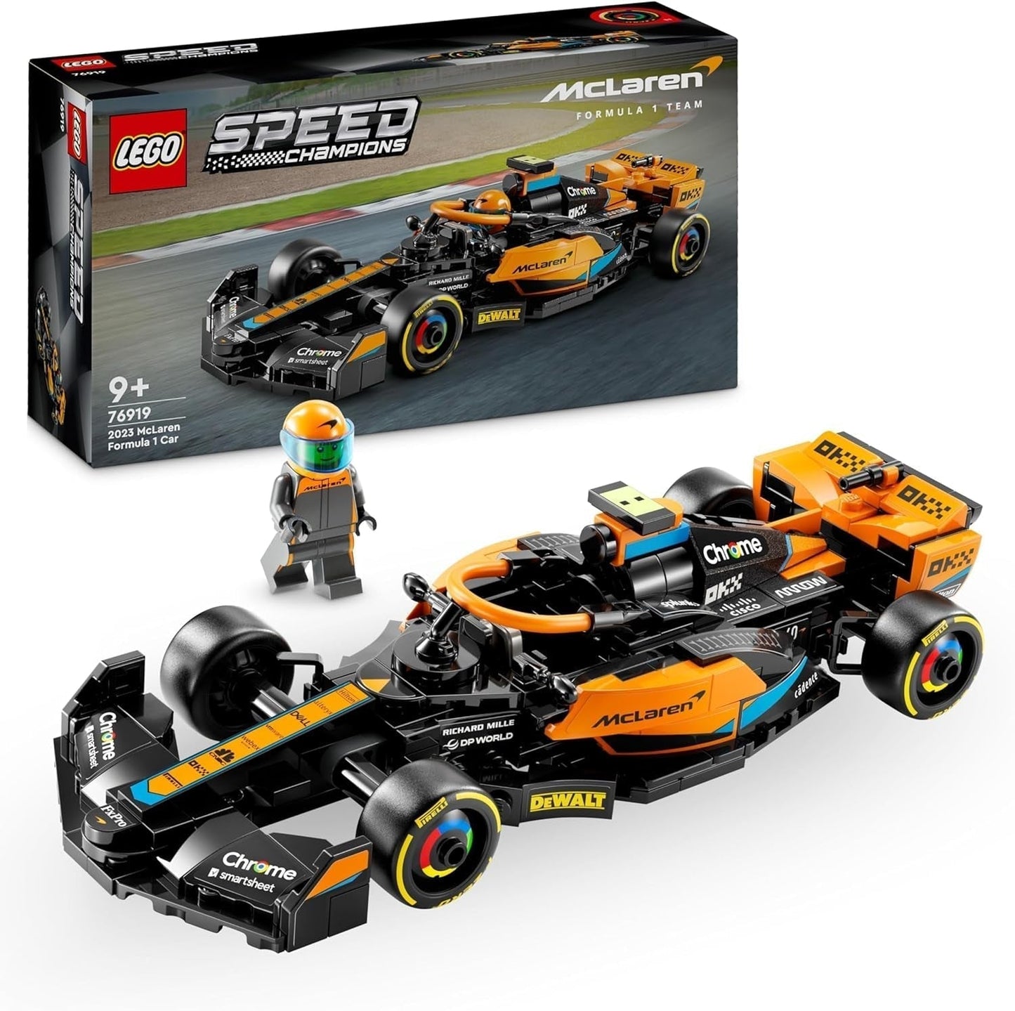 LEGO Speed Champions Mclaren Formel-1-Rennwagen 2023, Spielzeug für Kinder ab 9 Jahren, Jungen und Mädchen, die gerne selbstständig spielen, baubares Fahrzeugmodell, Kinderzimmerdekoration 76919, Bausätze. Besuchen Sie den LEGO-Store Single