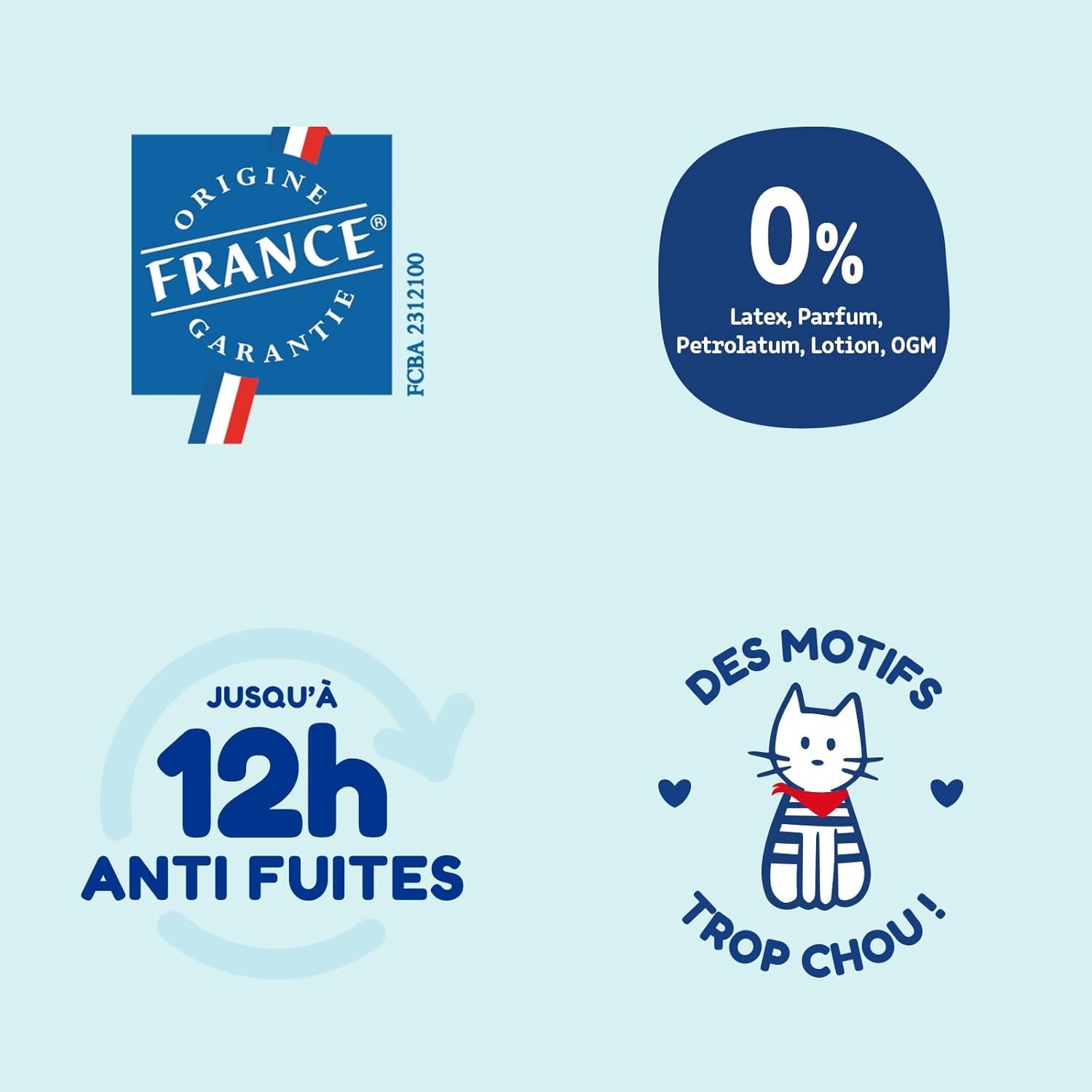- Windeln der Größe 5 (12–25 kg) – gesund und sehr saugfähig – 12 Stunden Auslaufschutz – keine unerwünschten Substanzen – hergestellt in Frankreich – erschwinglicher Preis – 120 Wegwerfwindeln