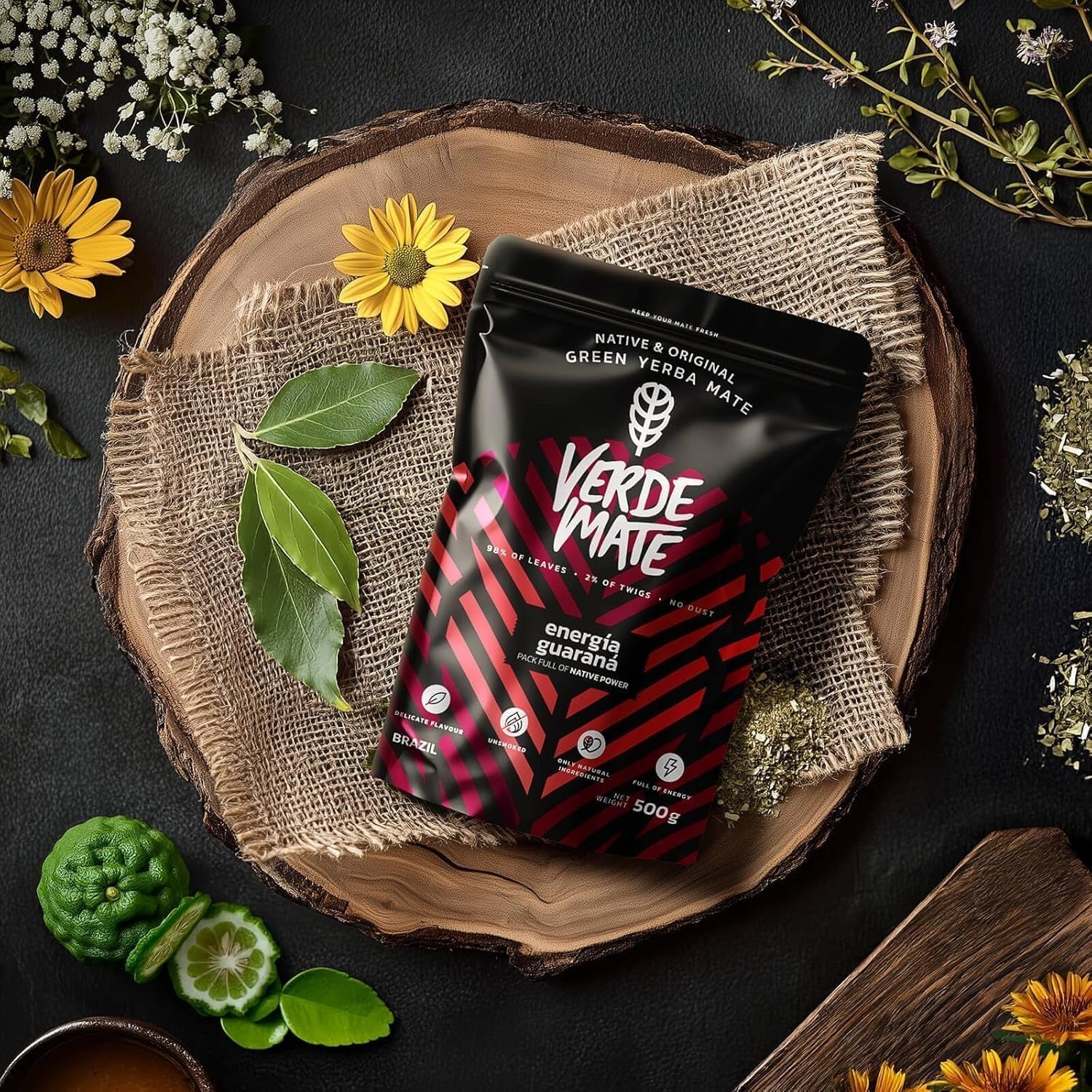 Green Mate Green Orgánica Energy Guarana 500G | Bio Yerba Mate Tee aus Brasilien | Natürlicher Koffeingehalt | Bio-Mate-Tee