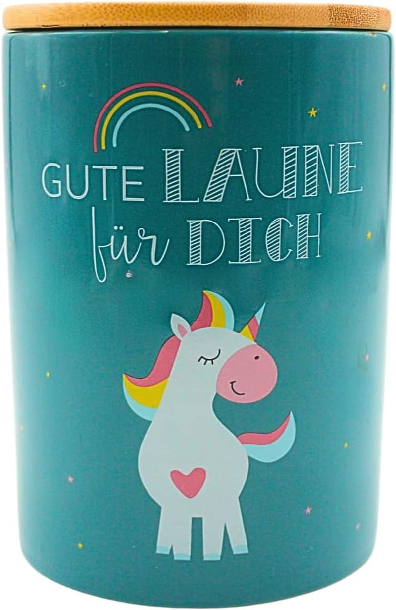 Dekohelden24 Edle Keramik-Aufbewahrungsbox/Kaffee/Frischware/Keks Hüftgold. Der Grund: Faulheit. Maße: H/Ø 15,6 x 11 cm. Naty Shop Einhorn-Aufbewahrungsboxen für Lebensmittel