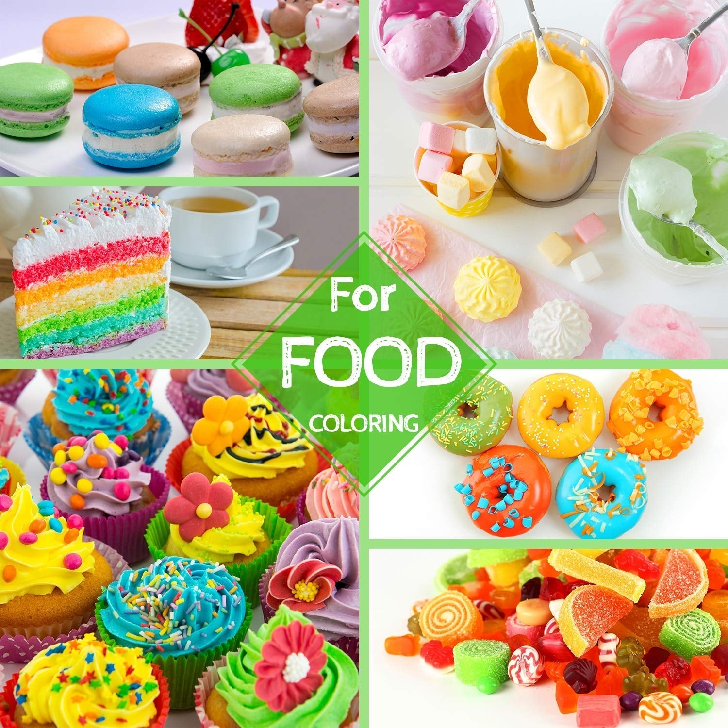 Lebensmittelfarbe in 12 Farben – flüssige Lebensmittelfarbe zum Backen von Kuchen, Keksen, Makronen, Fondant – lebendige Lebensmittelfarbe zum Dekorieren und Kochen, Airbrushen, DIY-Seifen – je 6 ml
