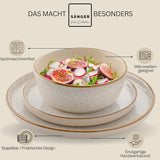 SÄNGER Rio Creme | 18-teiliges Steingut-Geschirrset für 6 Personen, bestehend aus 6 Speisetellern, 6 Desserttellern und 6 Schüsseln | DIE VALUE-KOLLEKTION