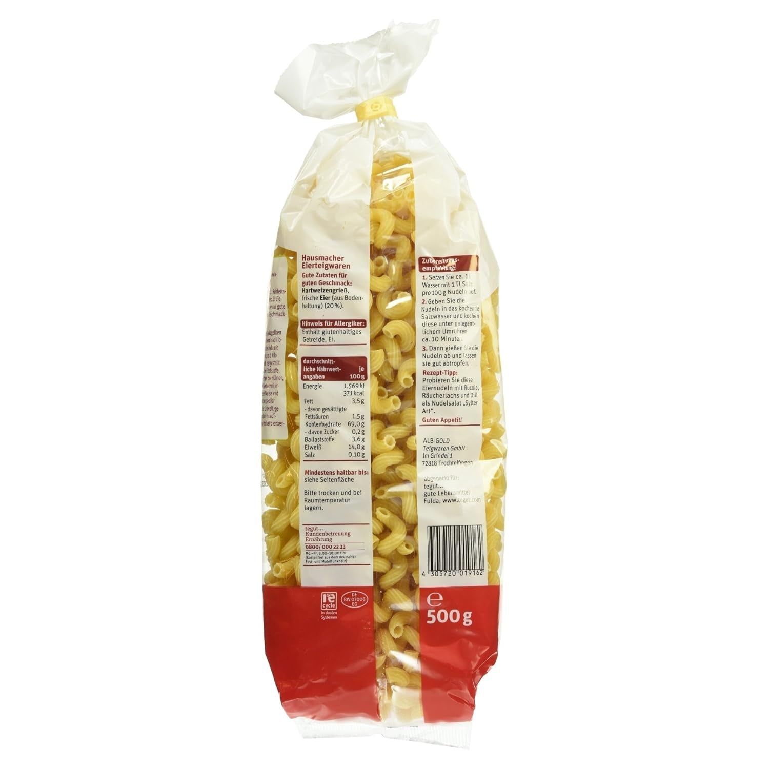 tegut... Eiernudeln Korkenzieher 5er Pack (5 x 500g)