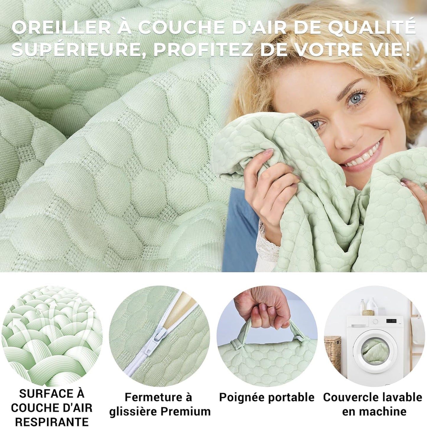 INFANZIA Keilkissen für Bett, Eckkissen, Dreieckskissen, faltbar, Memory-Schaum, Schlafapnoe, saurer Reflux, Beinhochlagerung, Lesen, grün