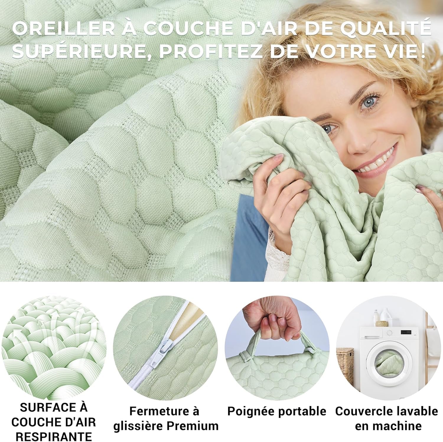 INFANZIA Keilkissen für Bett, Eckkissen, Dreieckskissen, faltbar, Memory-Schaum, Schlafapnoe, saurer Reflux, Beinhochlagerung, Lesen, grün