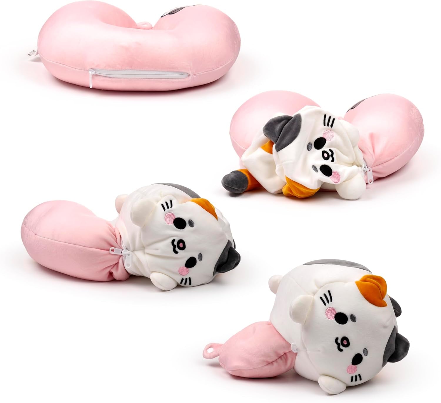 Puckator Swapseazzz Plüsch-Reisekissen 2 in 1 Lola La Gatta Weiß Standard-Reisekissen Naty Shop