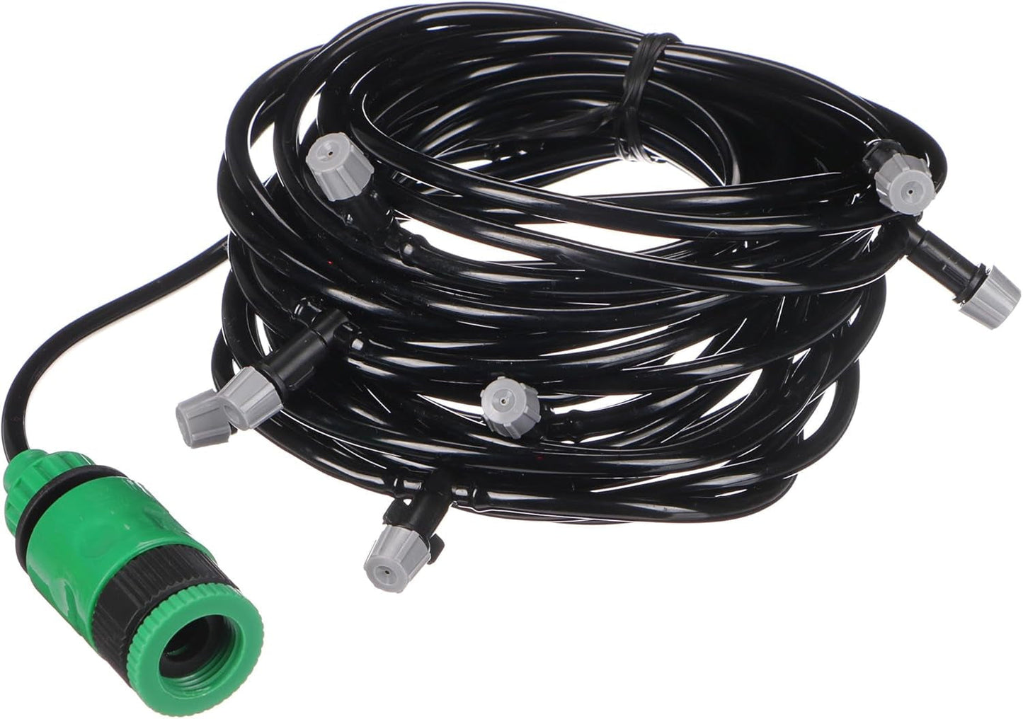 Gartensprühschlauch GARDEN MIST 20 m | Flexibler Bewässerungsschlauch mit 20 Düsen | Bewässerung, Kühlung an heißen Tagen | Für Gewächshäuser, Pergolen, Büsche | Einfach zu bedienen, schwarz