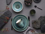 Creatable, Caldera-Serie, spülmaschinen- und mikrowellengeeignetes Steinzeug-Geschirrset, hochwertige Herstellung (grünes 8-teiliges Kombi-Set)