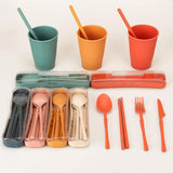 Unzerstörbares 6-Personen-Besteckset, Campingbesteck-Set, 66-teilig, Kunststoff-Picknickbesteck-Sets, leichtes, buntes BBQ-Kunststoff-Servierteller, Schüsseln, Besteck-Set