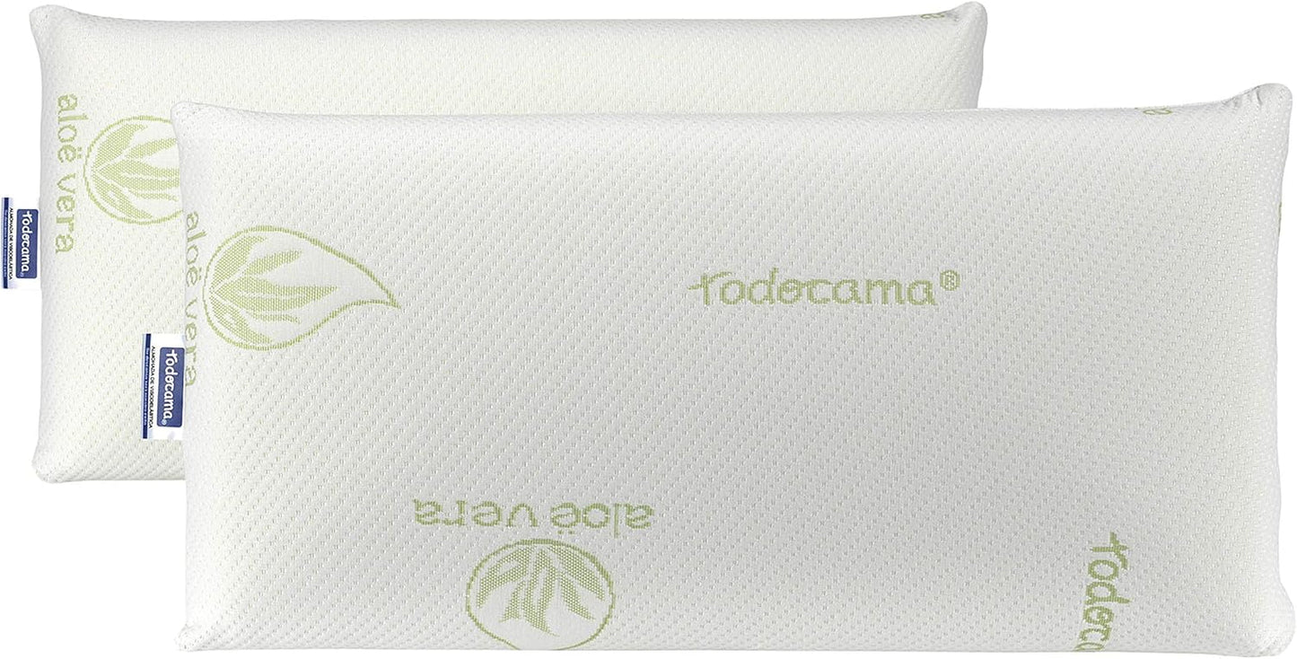 Todocama Todolit viskoelastisches Aloe Vera Plus Kissen, grün, 2 Stück, 75 cm Naty Shop Standardkissen 75 cm