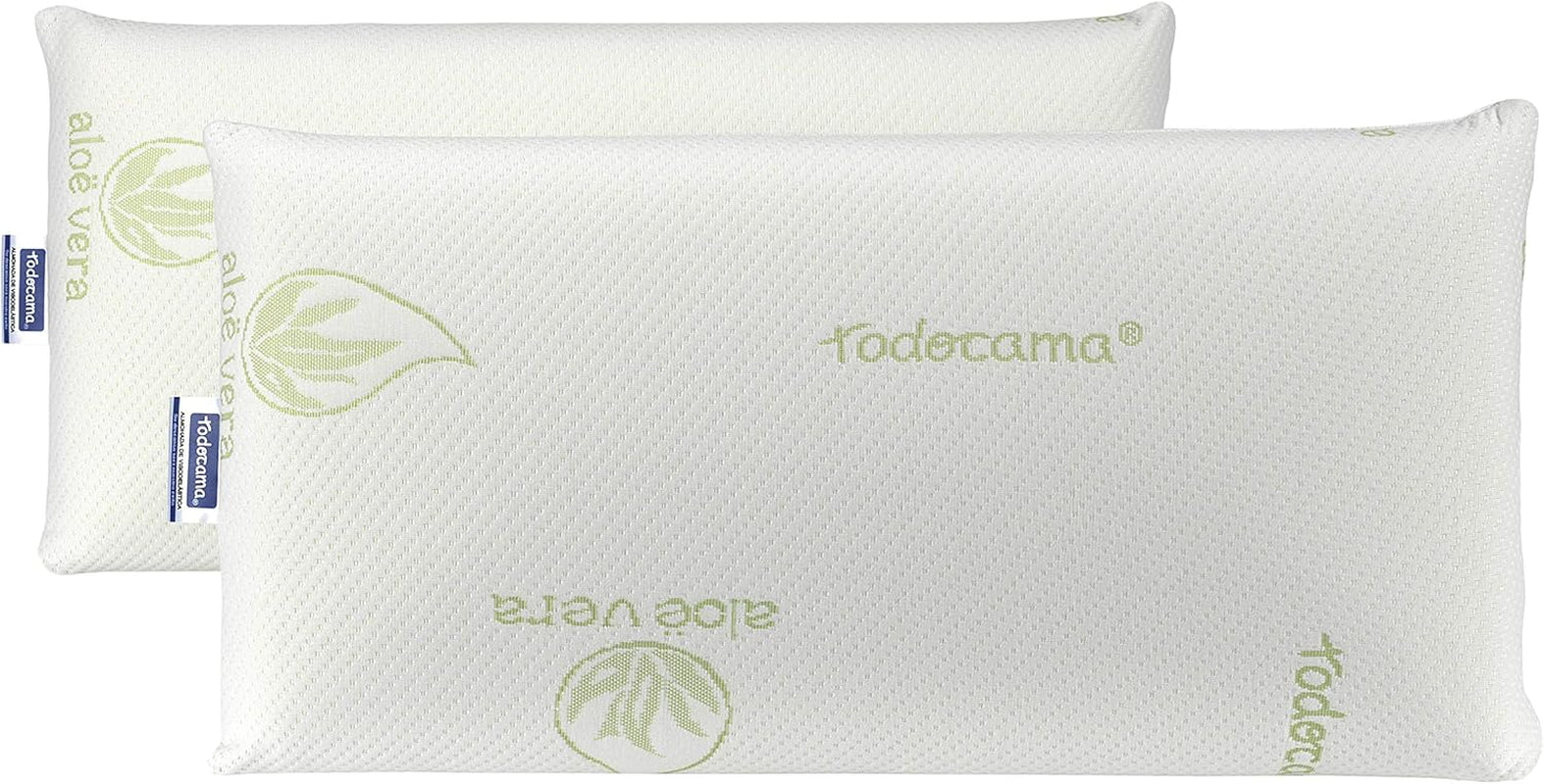 Todocama Todolit viskoelastisches Aloe Vera Plus Kissen, grün, 2 Stück, 75 cm Naty Shop Standardkissen 75 cm