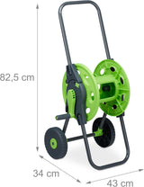 Relaxdays Schlauchwagen 45m 1/2" Wasserschlauchtrommel Garten 82,5 x 43 x 34cm grau-grün