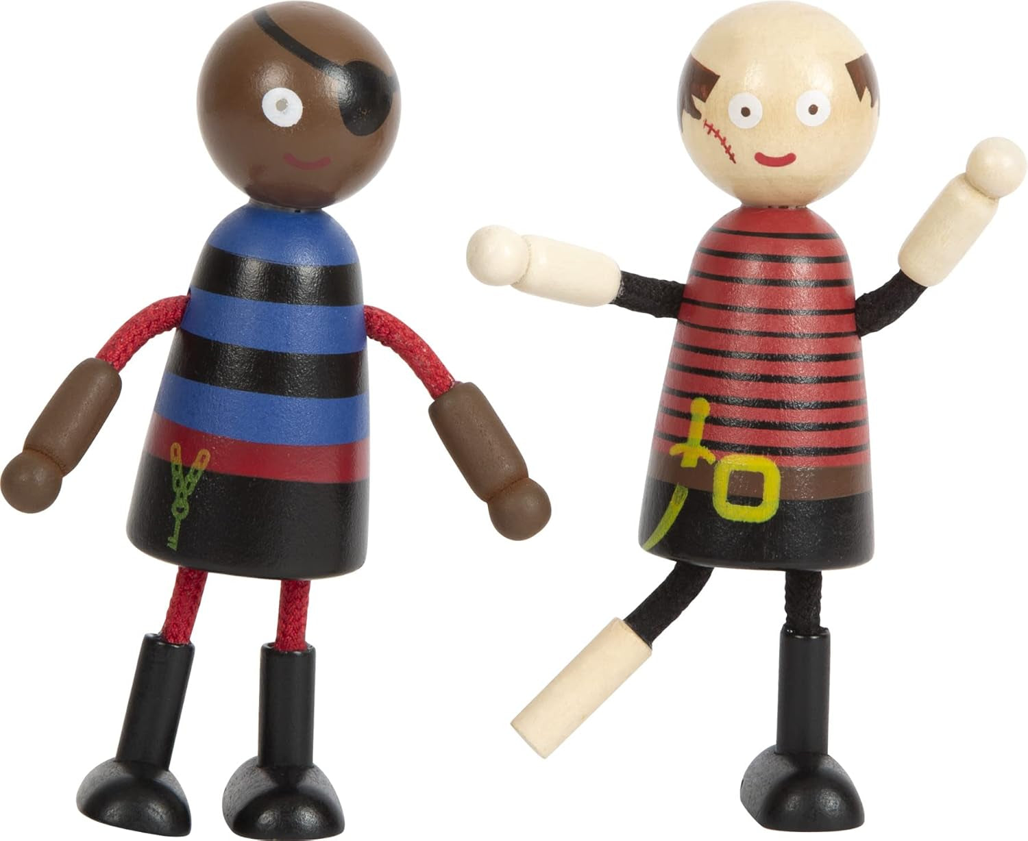 Small Foot Flexible Piratenpuppen aus Holz, 5 Piraten und 1 Affe, detailliert und flexibel, ab 3 Jahren, 12412