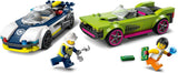 LEGO City Verfolgungsjagd mit Polizeiauto und Muscle-Car, Spielzeugeisenbahn mit 2 Rennwagen, Polizeigeschenk für Kinder, Jungen und Mädchen ab 6 Jahren, Set mit Polizist und Minifiguren Ganovin 60415 Bausets Besuchen Sie den LEGO-Store