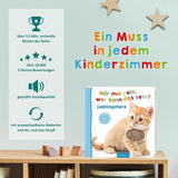 Hören Sie, wer könnte es sein? - Nutztiere: streicheln und zuhören | Hochwertiges Bilderbuch aus Pappe mit 5 Geräuschen und taktilen Elementen für Kinder ab 18 Monaten. Babyspielzeug Naty Shop