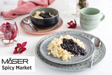 MÄSER 931744 Spicy Market Serie, handbemaltes Geschirrset für 4 Personen im mediterranen Vintage-Design, 16-teiliges Keramik-Kombinationsset, grün, Steinzeug