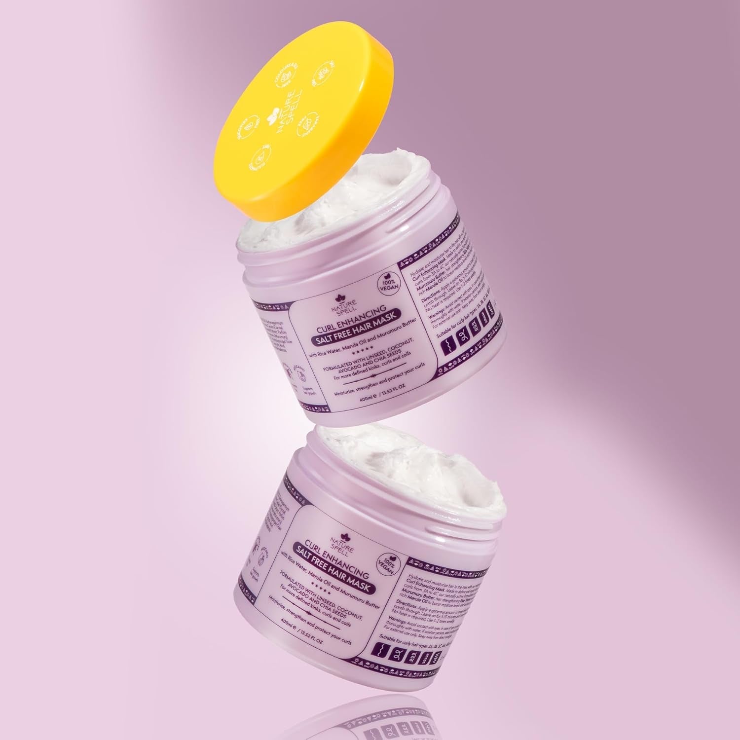 Haarmaske für lockiges Haar von Nature Spell 400 ml – angereichert mit Reiswasser und Leinsamen, für alle Lockentypen, sulfatfreie Naty Shop Haarmaske