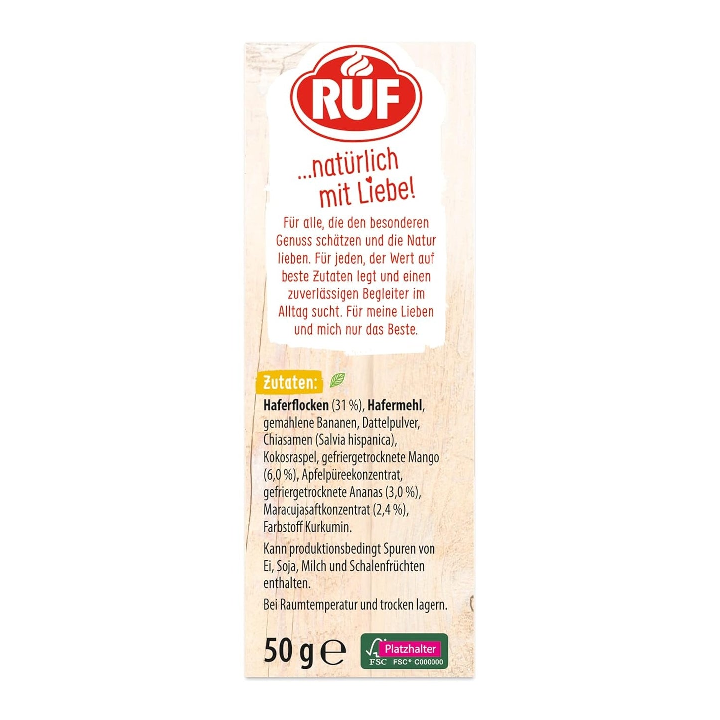 RUF Smoothie Bowl Tropilicious Mango Passion Fruit Hafer Frühstückssnack, schnell und einfach, vegan, 1 Beutel x 50 g (3er-Pack)