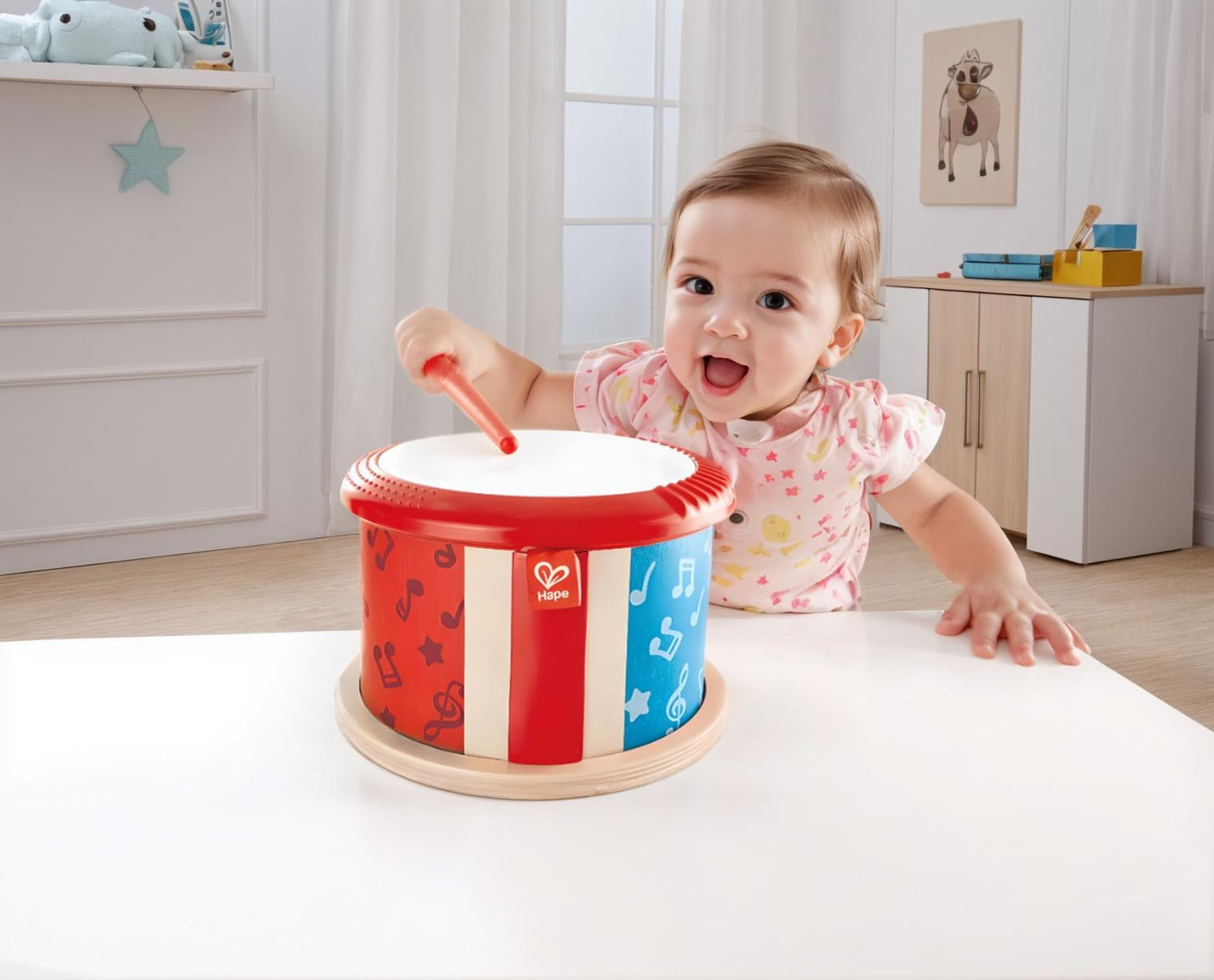 Hape doppelseitige Holztrommel | Musikspielzeug für Kleinkinder Jucarii Bebe Naty Shop