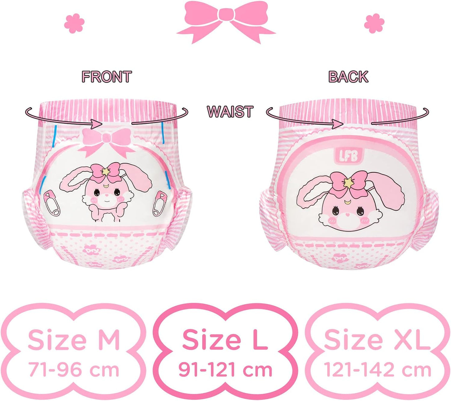 Bedruckte Windeln für Erwachsene 5500-5800 ml, 10 Stück - Baby Usagi (XL)