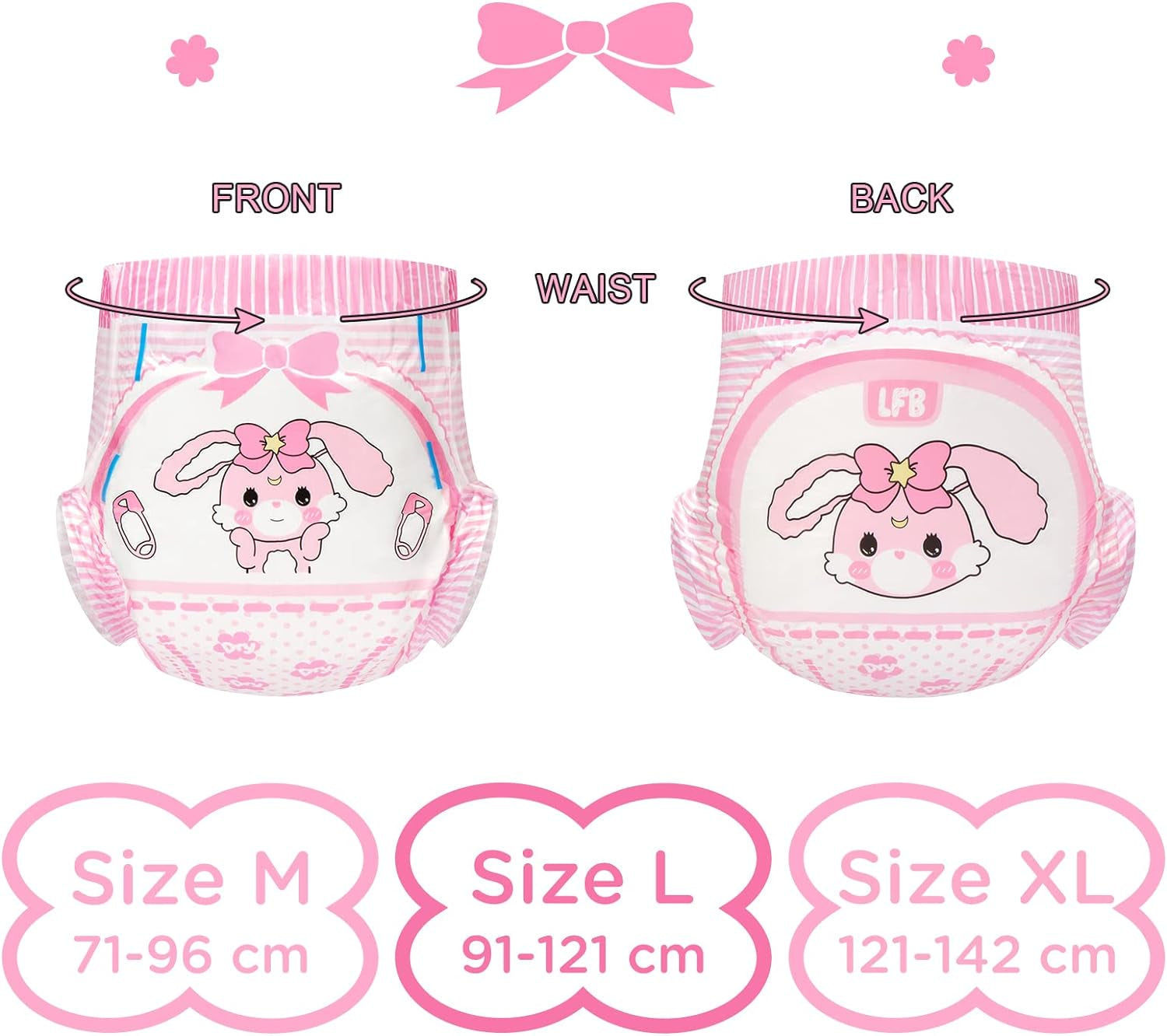 Bedruckte Windeln für Erwachsene 5500-5800 ml, 10 Stück - Baby Usagi (XL)