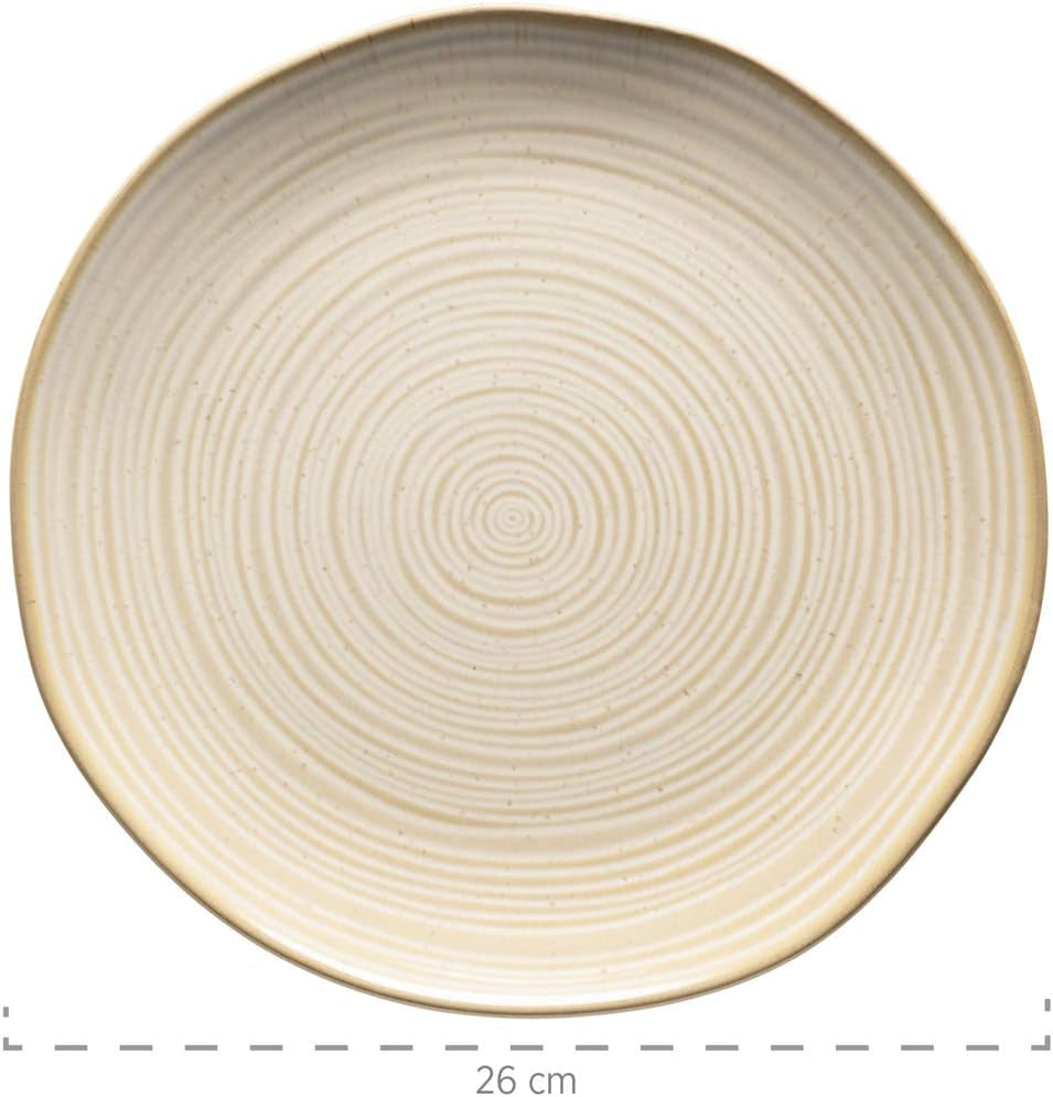 MÄSER 931512 Nottingham Vintage Series Tafelservice für 4 Personen, Kombiservice aus 20 Teilen mit unregelmäßigen runden Formen im Retro-Look, Fliese, Beige