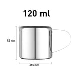 HENDI Mini-Milchbecher, gerades Design, solider Griff, Sahnekännchen, kleiner Milchkännchen, Milchaufschäumer, Schlagsahnekännchen, Schlagsahnekännchen, 120 ml, ø55 x (H) 55 mm, Edelstahl