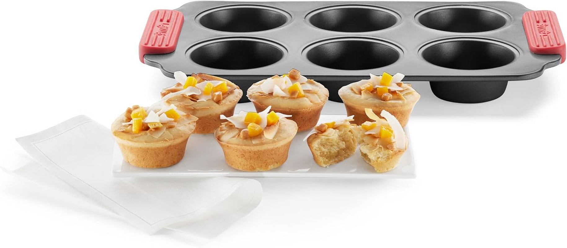 Lékué Muffin-Backform, Antihaftbeschichte, Metall, 6 Muldenformen und Backbleche Naty Shop