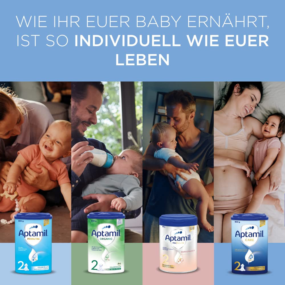 Aptamil Care 2 – Folgemilch nach 6 Monaten, mit Omega 3 und 6, DHA und ARA, palmölfrei, Babynahrung, Milchpulver, 1 x 800 g (6er Pack)